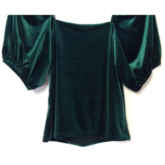 Vtg Y2K Velvet Top Wn XS Green Puff Sleeves Goth Vamp Witchy Grunge Steampunk - Picture 8 of 11